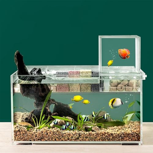 Nano-Unterdruck-Aquarium mit Filter und Licht, rechteckiges Aquarium mit LED-Licht, gleichmäßige Wartung, vakuumgehängtes Aquarium