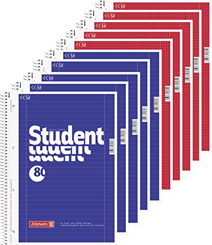 Collegeblöcke Student A4 Lineatur 27, liniert 80 Blatt + 5 Brunnen Collegeblöcke 28 kariert , weiß