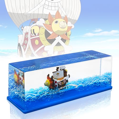 Kreuzfahrtschiff Fluid Drift Flasche Thousand Sunny Cruise Ship Fluid Drift Bottle Unsinkable Boot In Einer Box Pirate Ship Decoration EIN Schiff für Haus- Tischdekoration Auto Vitrinen (Sunny)