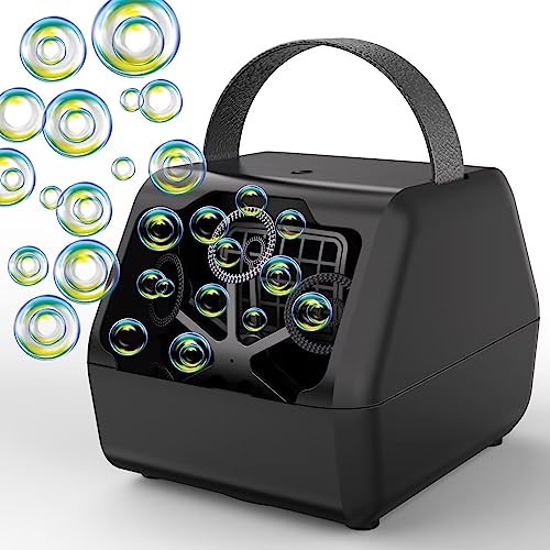 PANACARE Seifenblasenmaschine Hochzeit, Tragbare Automatische Bubble Machine mit 400ml Super Tank/Blasen in Blasen/Griff, 8000+ /Min Kinder Outdoor Geschenk für Hochzeit/Geburtstag/Bühne/Party (Black)