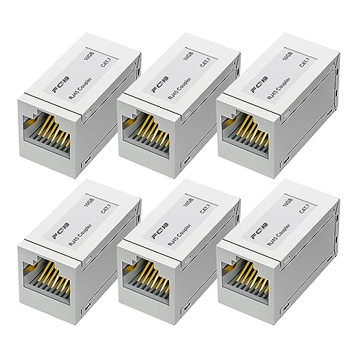 FGB 10Gbps RJ45 Koppler Ethernet Erweiterung Adapter Cat7 Netzwerk Ethernet Verbinder Ethernet Kupplung geschirmt Buchse auf Buchse 6 Stück für Ethernet Netzwerk Kabel Koppler