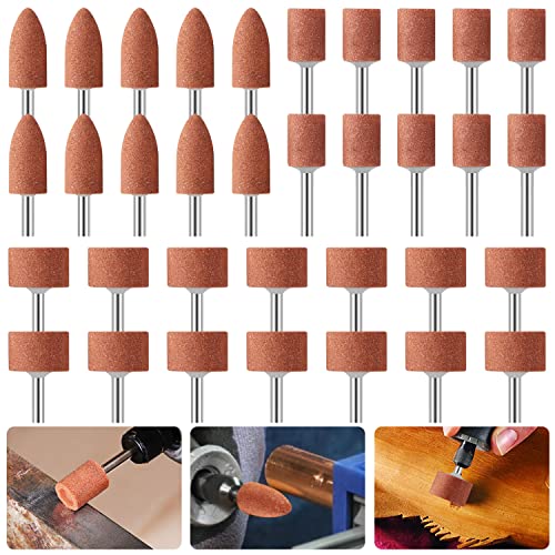 Schleifspitze Set, 42tlg Bohrmaschine Schleifaufsatz, Polierkopf Schleifset 1/8" Schaft für Dremel Rotationswerkzeug, Schleifstift Set Zum Schleifen von Stein Jade Form Metall