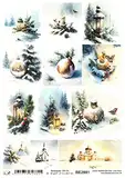 Josys Bastelmärchen Reispapier A4 Strohseide Decoupage Weihnachten Schnee Kugel Laterne RE2881