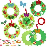 Bastelset Weihnachten, 10 Stück Weihnachtskranz Bastelset, Weihnachten Basteln Kinder, Weihnachten Kränze Bastelset, Weihnachts Basteln Anhänger für Kinder, DIY Weihnachtsdekoration