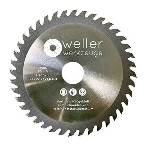 WELLERWERKZEUGE | Hartmetall Allesschneideblatt Sägeblatt 125mm 40 Zähne TCT Aluminium Kupfer Holz Ne metalle Trennscheibe