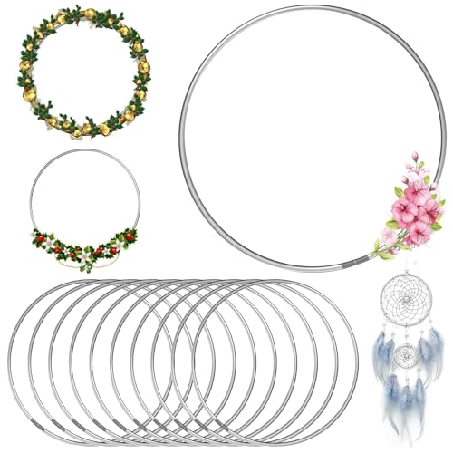 10 Stück 10cm Traumfänger Ringe Metall Kranz Rahmen Silber Metallring Drahtring Traumfänger Metallringe Zum Basteln Makramee Ringe für DIY Floral Hoop,Hochzeitskranz, Floristik, Wandbehang