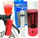 Shimano Hydraulik Mineral ÖL 100ml + F26 Scheibenbremsen Wartungs Service Kit MTB Ebike Tour Disc Entlüftungs bleeding Set,3in1 Bleedblock, Befüllbecher Trichter mit M5 Anschluss