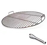 huanniu 304 grillrost Edelstahl rund mit Griff, 54.5 cm Durchmesser für 57 cm Holzkohlegrills z.B Weber,Grillroste Ersatz kugelgrill 57 cm,mit Grillclips