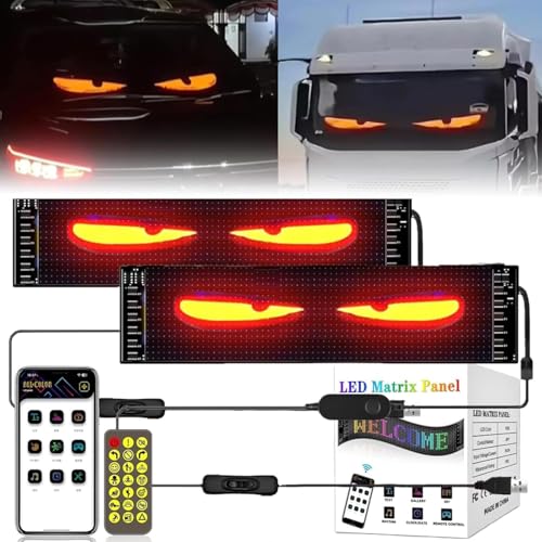 2er Set Devil Eyes - LED Augen für LKW und Auto, (10 x 35 cm), Dynamisch Programmierbar per APP-Steuerung, Bedienung per Fernbedienung, LED Leuchtschild