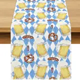 Buxiuer Oktoberfest Tischläufer Bayerisch Deutsch Bier Party Dekoration Blau und Weiß Kariert Esszimmer Home Küche Tischdekoration