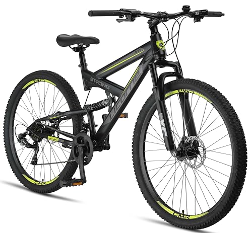 Licorne Bike Strong 2D Premium Mountainbike in 29 Zoll - Fahrrad für Jungen, Mädchen, Damen und Herren - Scheibenbremse vorne und hinten - 21 Gang-Schaltung - Vollfederung