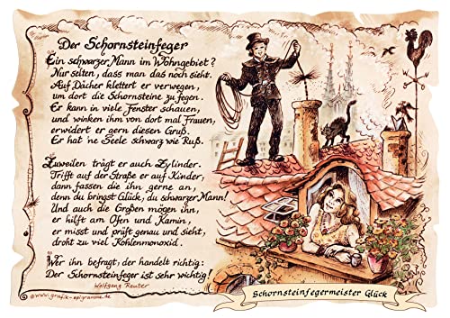 Die Staffelei Geschenk Schornsteinfeger/Witziges Gedicht mit liebevoller Zeichnung auf hochwertigem Papier/besondere Geschenkidee für den Schornsteinfeger