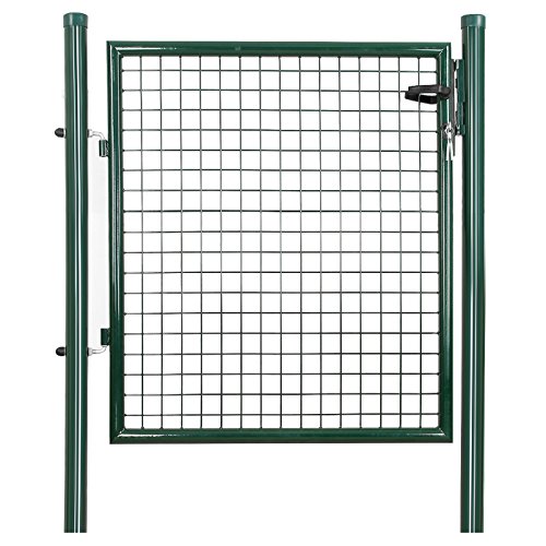 SONGMICS Gartentor, Gartentür, verzinkter Stahl, robust und langlebig, abschließbar, Tür 87 x 90 cm, 106 x 90 cm (B x H), grün GGD150G