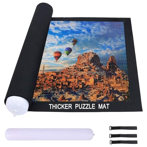 Celawork Puzzlematte für BIS 200 500 1000 Puzzle Teile Puzzle Pad Puzzleunterlage Puzzle Rollmatte Rollen Sie Puzzlematten für Puzzles auf (Schwarz, für 1000)