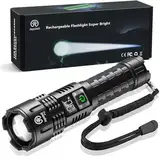 Jayxinli Taschenlampe 500000 Lumen, Aufladbar, Extrem Hell, Zoombar, 3 Lichtmodi Taktische Taschenlampen für Camping, Notfälle und den täglichen Gebrauch