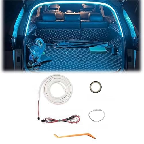 Dynamic Flowing Car Trunk Light Strip,Automatischer Sensor Tail Box Light Strip,Auto-Kofferraum Lichtstreifen,4M LED-Lichtstreifen, LED Streifen Licht für Auto Kofferraum Innenbeleuchtung (Blau 4M)