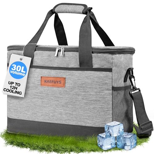 KAEFUYS Kühltasche 30L Thermoisoliert Tragbar 14h Kühlung Faltbar Wasserdicht Groß Picknicktasche für Einkaufen Auto Büro Camping Outdoor Reisen Lebensmitteltransport Proviant Familie Grillen