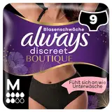 Always Discreet Boutique Inkontinenz Pants Gr. M (9 Höschen) für Damen, bei Blasenschwäche, absorbieren Gerüche und Feuchtigkeit, verhindern Auslaufen, schwarz (Verpackung kann variieren)