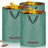 BNWRRCVKE Gartensack 3x 300L Set Laubsack Gartenabfallsack inkl. Handschuhe,Selbststehend 4 Griffe Stabil Robust & Faltbar - Laubsäcke & Gartensäcke,Grünschnittsäcke für Gras Laub Hecke Gartenabfall