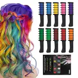 Haarkreide für Mädchen Set, Haarkreide Kamm 10 Auswaschbare Farben, Temporär Haarfarbe Kreide Kamm, Instant Haartönung Hair Geschenk Mädchen für Party Karneval Halloween