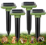 WUGEIN Solar Maulwurfschreck, solarbetrieben, mit extremen Wirkradius, mit Ultraschall, für Maulwurf Gopher Schlangen Wühlmaus und Nagetier(4 Pack)