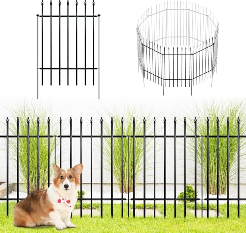 ARIFARO Dekorative Metall Gartenzaun 71cm hoch x 56cm breit 5 Pack, Tier Barriere für Hund Haustier, Grenze Gartenzaun für Outdoor Patio Rasen Hof Blumenbeet