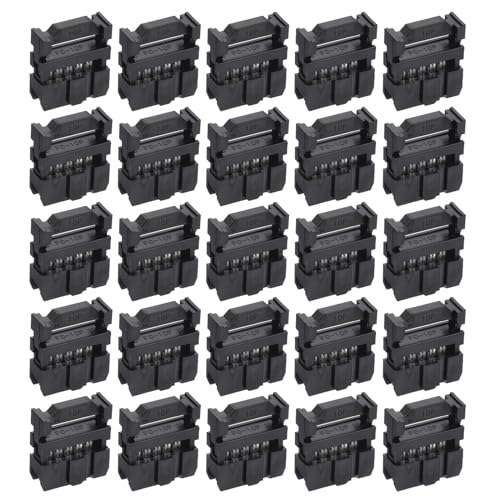 QUARKZMAN 10-Position Female IDC-Steckdose x 25 Stück Flachbandkabelverbinder FC-10P für Leiterplatten, Schwarz