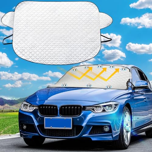 JSUEU Sonnenschutz Auto Frontscheibe, Sonnenschutz Windschutzscheibe Abdeckung Mit 10 Magnet Sonnenschutz für Frontscheiben Hitzeschutz Sonnenabdeckung Passend für die meisten Autos