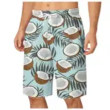 Hawaii-Shorts für Herren Kurze Hosen Herren Herren-Sommer-Shorts mit digitalem 3D-Kokosnussbaum-Druck, belüftet, elastische Taille, Strandhose Herren Badeshorts Rot Badeshorts Herren (Dark Blue, XL)