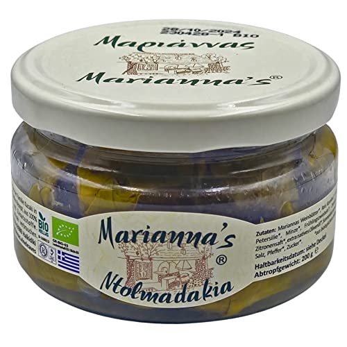 Marianna's Greek Organic Gefüllte Weinblätter mit Reis - Griechische Dolmadakia 200 g