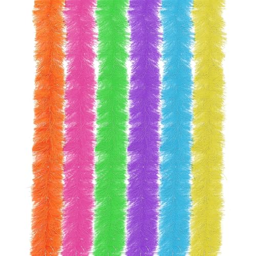 GWAWG 6 Stück Federboas Multipack, 6 Farben erhältlich, künstliche Federboa, künstliche flauschige Boa Dekorationen für Frauen, Erwachsene Frauen, Dekoration