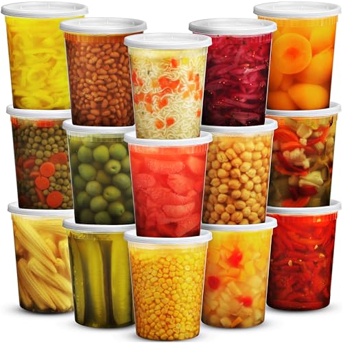 JoyServe 32-Unzen-Deli-Lebensmittelbehälter mit Deckeln - (36 Sets) Quart-Größe luftdichte Lebensmittel-Aufbewahrungsbehälter zum Mitnehmen mit 36 Deckeln, BPA-frei, spülmaschinen