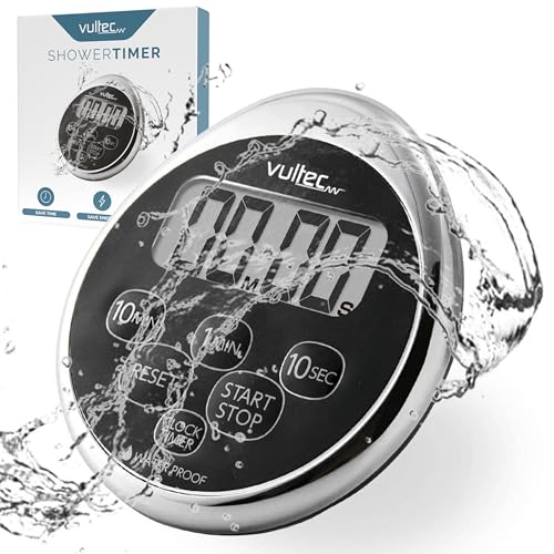 Shower Timer T5 – Digital Waterproof Timer – Shower Timer (Schwarz, Silber)