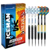 RED DRAGON Peter Wright 'Snakebite' v Gerwyn Price 'Iceman' DWC Steel Tip Dartset aus Messing mit Flights und Schäften