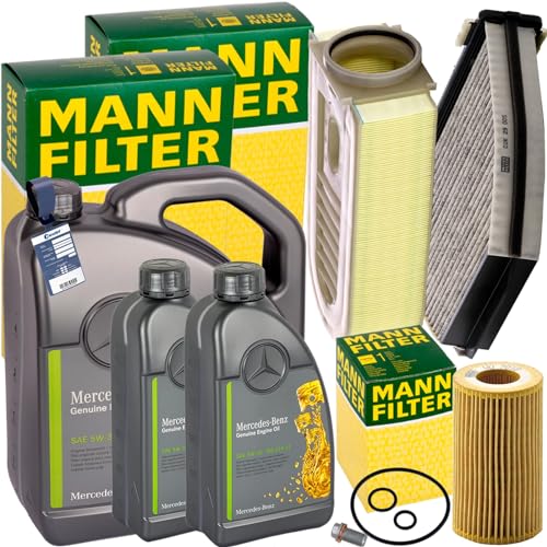 Inspektionspaket + 7L 5W-30 Öl passend für W204 W212 GLK