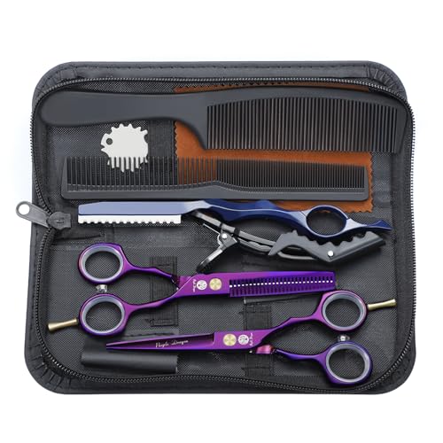 Purple Dragon Haarschere 5,5Zoll Profi Friseurschere Friseurscheren set perfekt Haarschnitt für Damen und Herren Sharfe Schere für Barbier/Friseur/Anfänger (Lila)