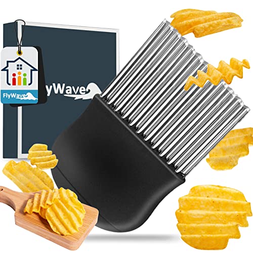 FlyWave Wellenschneider, Wellenmesser Rostfreier Stahl, Multifunktion Riffelmesser zum Schneiden, Kinder für Pommes, Obst, Gemüse und Butter