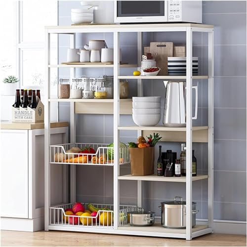 MNOIINM Küchen-Organizer, 5-stöckig, multifunktional, Bäckerregal, Mikrowellen-Ständer, Arbeitsplatz-Regal (Farbe: Weiß)