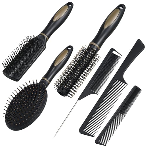 6 Stück Haarbürste Set,Massag Kämme Mehrere Stile Bürste Haare für Frauen Männer Heimgebrauch, Reisen