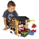 Wader 25470 - Play House Auto-Werkstatt, Spielhaus mit 3 Fahrzeugen, Servicebereich, Hebebühne und Kran, ca. 59 x 15 x 39,5 cm groß, ab 3 Jahren, ideal als Geschenk für kreatives Spielen