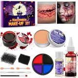 SFX Makeup Kit Halloween schminke set, KHOLEZ Halloween Kunstblut Set Mit Körperfarbe, Special Effects Makeup Kit Wound Molding Skin Wax Mit Spatel, für Zombie Vampir Realistisch Wunden Narben Makeup