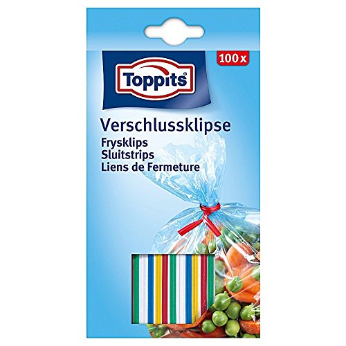 Toppits 100798 Verschluss-Clips, je 8 cm lang, mehrfarbig, 200-teilig (2 Sets à 100 Teile)