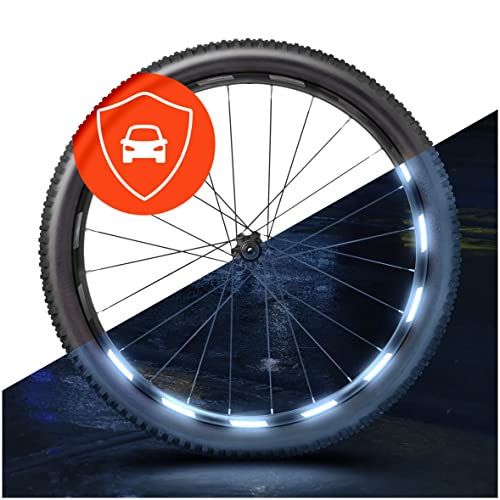 Luxshield Fahrrad Reflektoren Aufkleber - 64er Set für 26/27,5/28 / 29 Zoll Fahrradfelge - Ergänzend zu Katzenaugen - Fahrrad Folie Felgenrandaufkleber