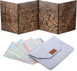 LIEFY DND DM Screen - D&D Dungeon and Dragons Spielleiterscreen aus geprägtem 3D Kunstleder mit Drachenmuster und 4 Panels mit Taschen - DND Geschenk - DND Zubehör (Copper)