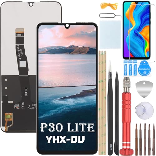 YHX-OU 6.15" Schwarz Display Für Huawei P30 Lite 48MP MAR-L21A MAR-L01A MAR-LX1A LCD Display Touchscreen Ersatz Bildschirm Glas Assembly mit Werkzeug+1 Stück Schutzfolie