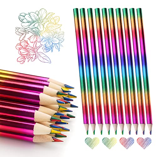 Ailvor Regenbogenstift, 30 Stück Regenbogenstifte Kinder, 4 in 1 Regenbogenfarben Stift, Buntstift Mehrfarbig, Zeichnung Bleistift Set für Kunst Zeichnung, Skizzieren und Färbung