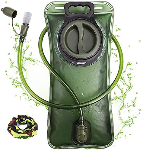 Trinkblase 2 Liter mit auslaufsicherer Wasserreservoir, Military Wasser Aufbewahrung Blase Tasche, BPA-frei Hydration Pack für Wandern Biken Klettern Radfahren Laufen, große Öffnung, isoliert Tube