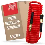 mr. soda blaster | leichter Spiral-Druckluftschlauch 5 Meter passend für Kompressoren | 6,5 x 10 mm | robustes PU Material | stabile Messing-Kupplungen | PVC Knickschutz | max. 10 bar