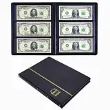 Ettonsun Leder 60 Taschen Papier Geld Album Währung Halter für Sammler Banknote Sammelbuch für Reise Rechnung Aufbewahrung 10 sammelbare Seiten schwarz