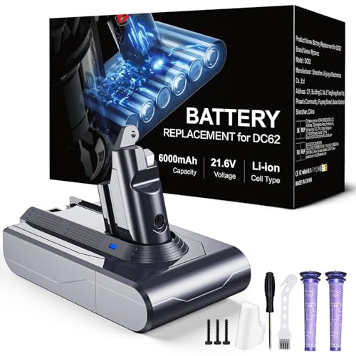 6000mAh V6 Ersatzakku für Dyson V6 Akku Kompatibel mit DC62 DC58 DC59 DC61 Animal DC72 DC74 SV03 SV05 SV06 SV07 SV09 Handstaubsauger